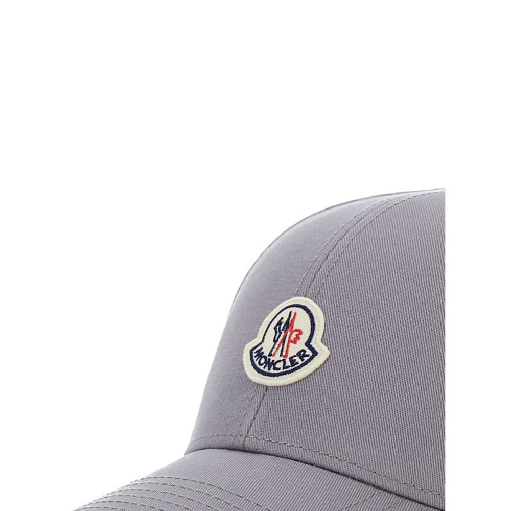 Moncler Men Grey Baseball Cap With Logo Patch On The Front In Cotton Man - Picture 3 of 3